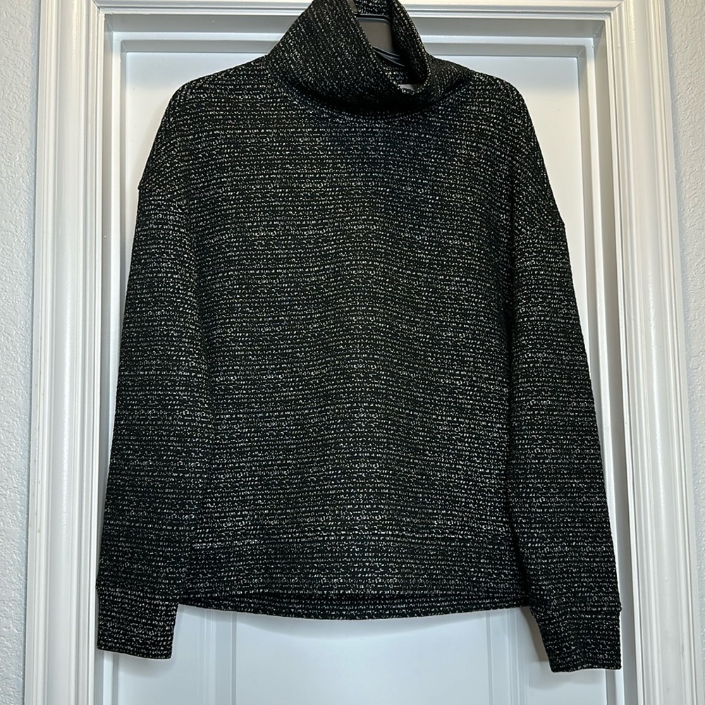 WOMEN'S MOCK NECK JACQUARD PULLOVER IN GREEN SZ Medium